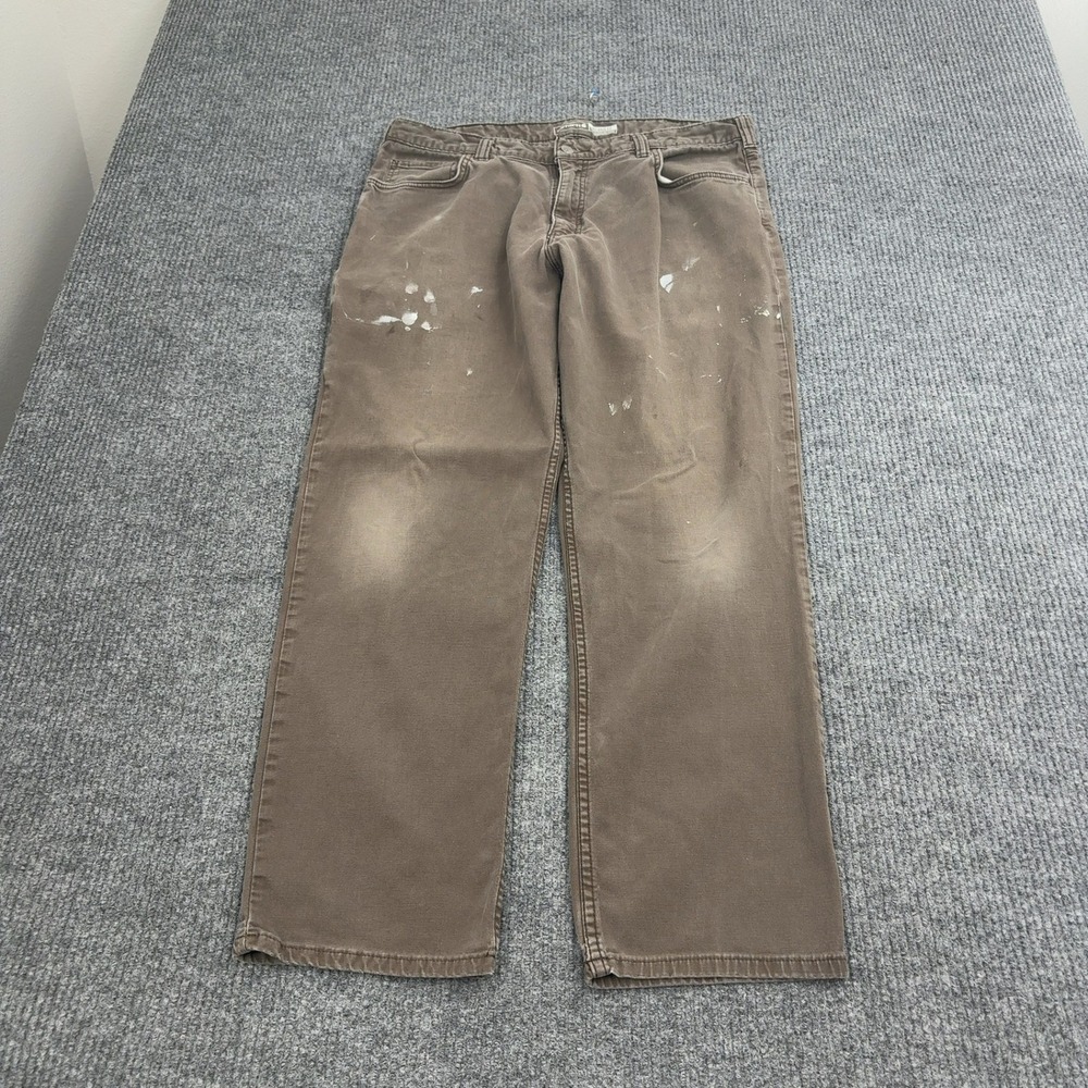 Carhartt Work Pant Mens 38x30 Brown Canvas Rugged Flex Relaxed Fit BN2517-M Work